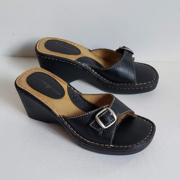 MONTEGO BAY CLUB 5.5 - 6 Wedge Sandals Adjustable Black - Picture 10 of 11